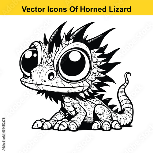 Horned Lizard Cartoon Vector – Desert Reptile Western Style