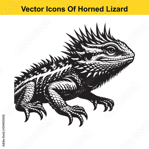 Horned Lizard Cartoon Vector – Desert Reptile Western Style