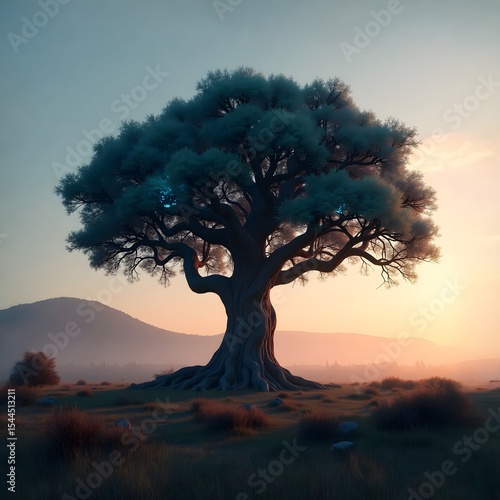 lonely tree at sunset
