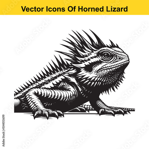 Horned Lizard Cartoon Vector – Desert Reptile Western Style
