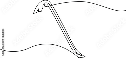 Crowbar Line Icon – Construction and Demolition Hand Tool Outline, Vector Illustration