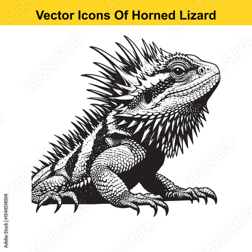 Horned Lizard Cartoon Vector – Desert Reptile Western Style