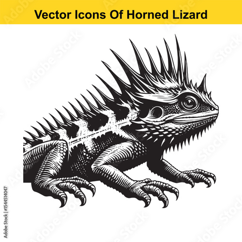 Horned Lizard Cartoon Vector – Desert Reptile Western Style