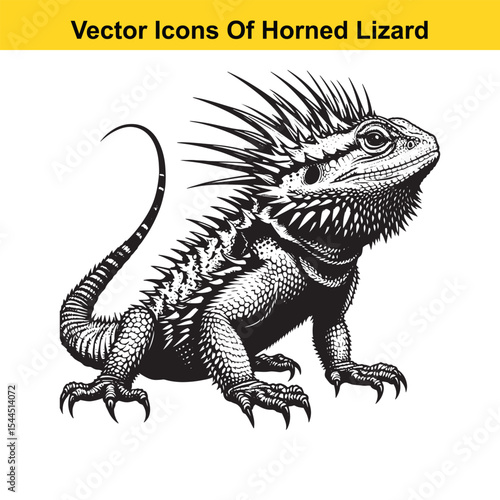Horned Lizard Cartoon Vector – Desert Reptile Western Style