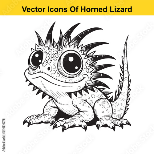 Horned Lizard Cartoon Vector – Desert Reptile Western Style