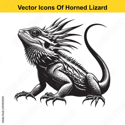 Horned Lizard Cartoon Vector – Desert Reptile Western Style