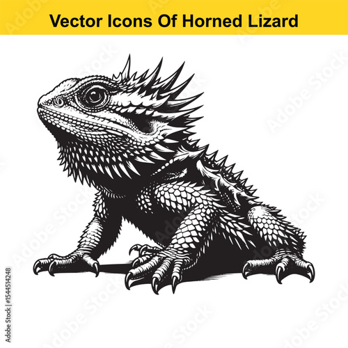 Horned Lizard Cartoon Vector – Desert Reptile Western Style