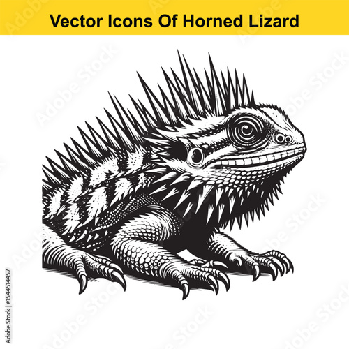 Horned Lizard Cartoon Vector – Desert Reptile Western Style