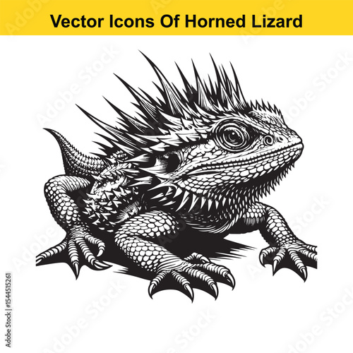 Horned Lizard Cartoon Vector – Desert Reptile Western Style