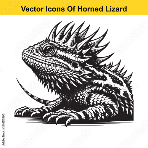 Horned Lizard Cartoon Vector – Desert Reptile Western Style