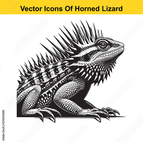 Horned Lizard Cartoon Vector – Desert Reptile Western Style