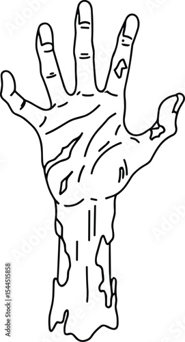 Creepy Zombie Hand Line Drawing – Scary Halloween Undead Vector Art