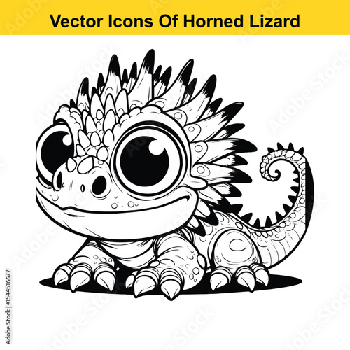 Horned Lizard Cartoon Vector – Desert Reptile Western Style