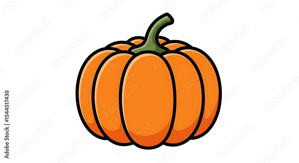 Pumpkin Illustration Orange Vegetable with Green Stem Pumpkin Illustration Orange Vegetable with Green Stem