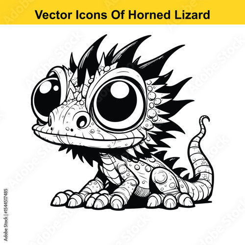 Horned Lizard Cartoon Vector – Desert Reptile Western Style