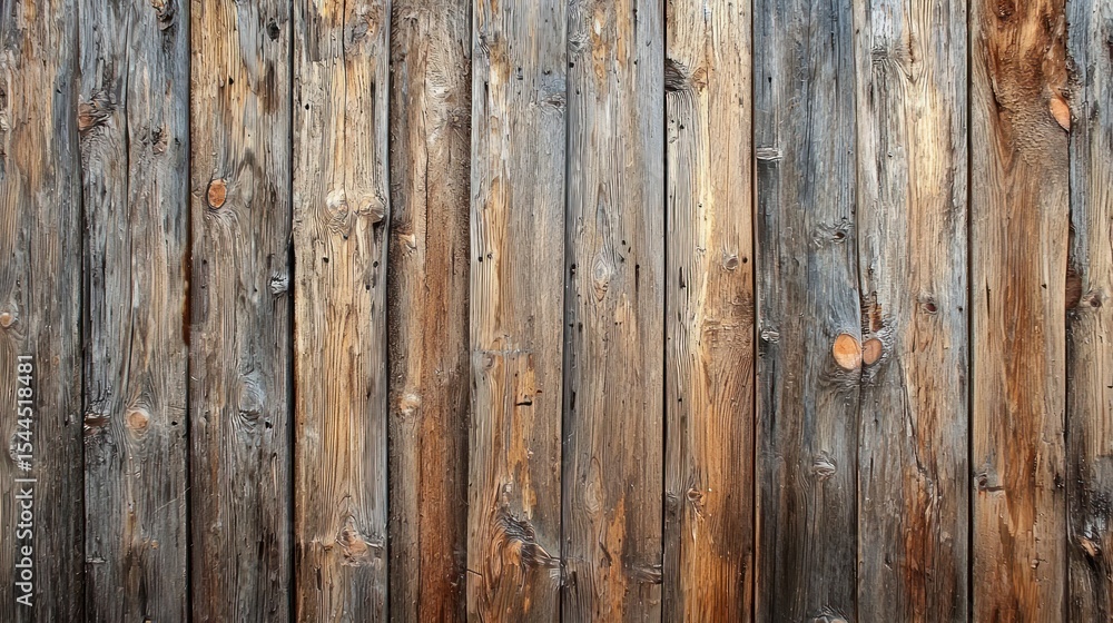 Naklejka premium An old, weathered wooden fence with a rustic, weathered appearance.