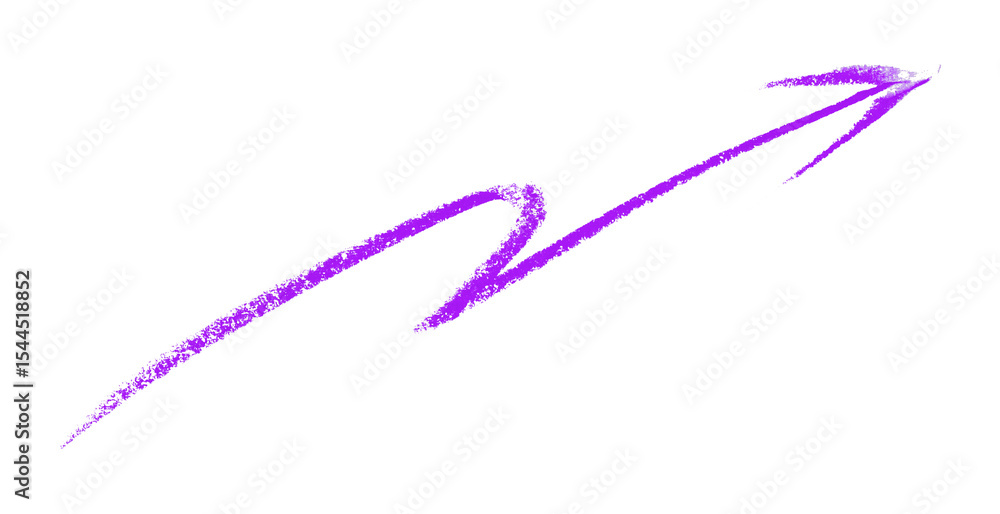Obraz premium Purple arrow symbol colored pencil isolated on transparent background