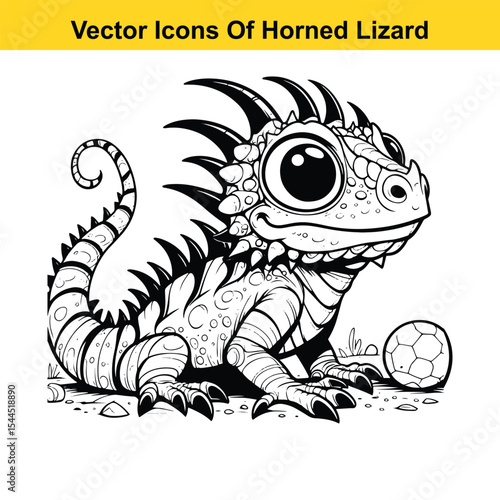 Horned Lizard Cartoon Vector – Desert Reptile Western Style