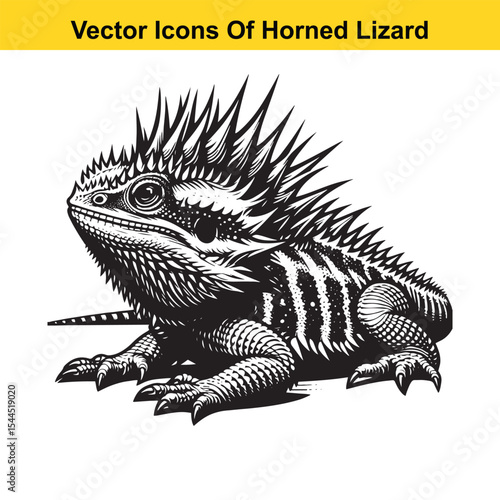 Horned Lizard Cartoon Vector – Desert Reptile Western Style