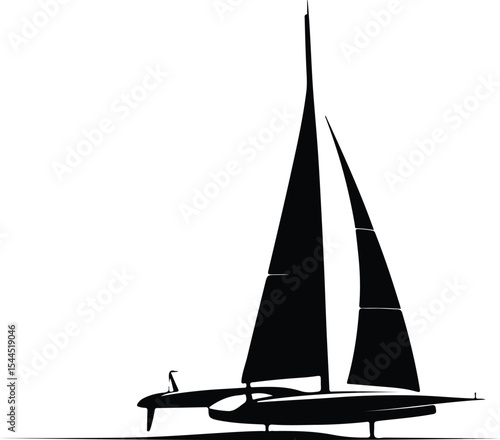 Boat Silhouette Icon Vector Minimalist Nautical Symbol on White Background