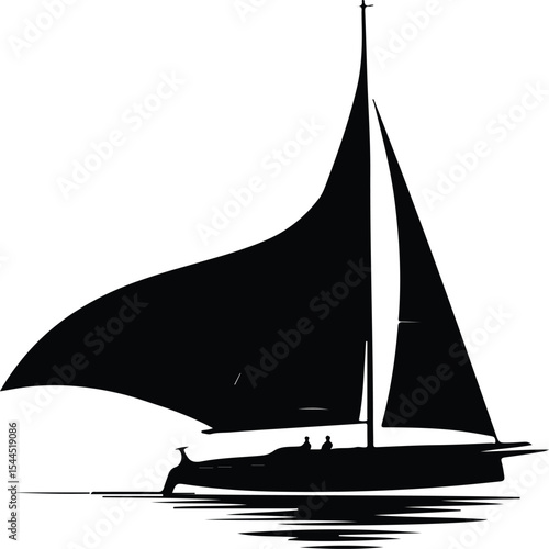 Boat Silhouette Icon Vector Minimalist Nautical Symbol on White Background