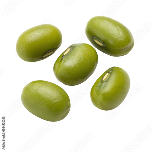 Wallpaper Mural Several green mung beans placed individually on a transparent background, each one with a slightly different angle to show their oval form Torontodigital.ca