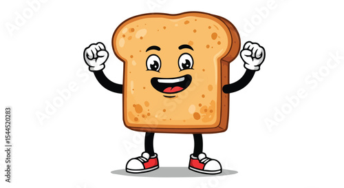 Energetic Cartoon Toast Character Cheering