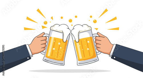 Hands Clinking Beer Mugs Toasting Celebration