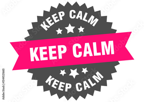 keep calm. keep calm round pink label isolated on transparent background