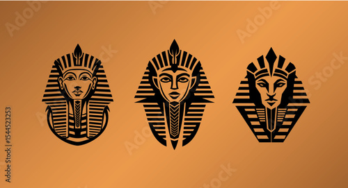 pharaoh head logo illustration, symmetrical design, 