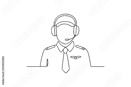 Flight Engineer continuous one line drawing minimalism design