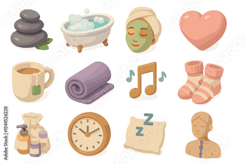 Relaxing spa day essentials with aromatherapy, music, and sleep aids