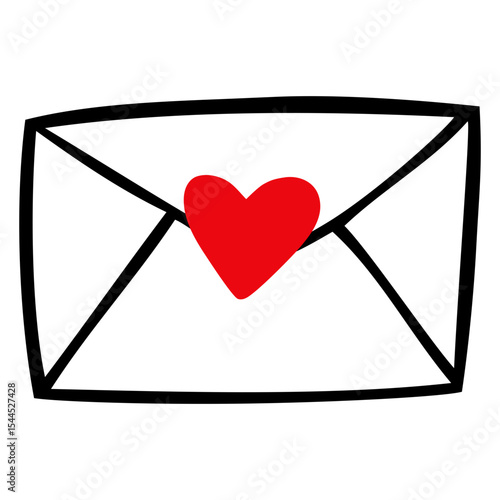 Icono del día de San Valentín. Mensaje de amor. Silueta de corazón en sobre cerrado para felicitaciones y tarjetas
