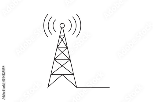 Signal Tower continuous one line drawing minimalism design