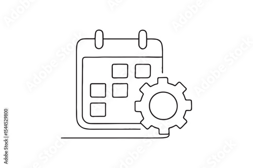 Calendar with settings continuous one line drawing minimalism design