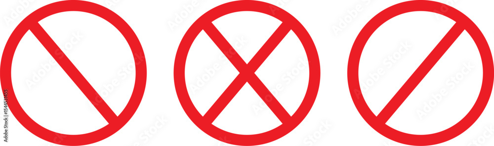 Obraz premium Red Prohibition and Ban Sign Icon on White Background.