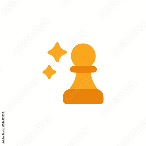 An orange chess pawn with sparkling effects