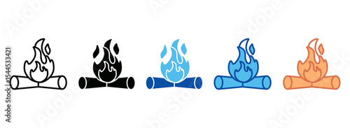 Bonfire Icon Set Multiple Style Collection