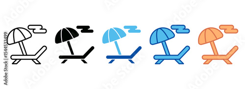 Summer Beach Icon Set Multiple Style Collection