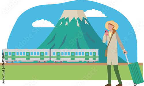 電車旅行と女性