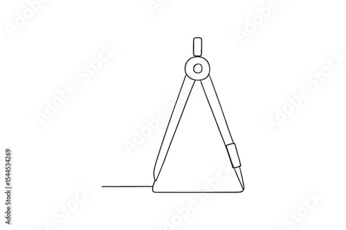 Drawing compass continuous one line drawing minimalism design