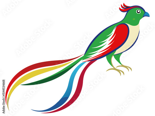 Quetzal Bird on Clean White Background