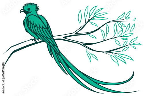 Elegant Quetzal Bird Illustration Art