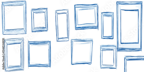 Abstract Pattern of Hand-Drawn Blue Frames