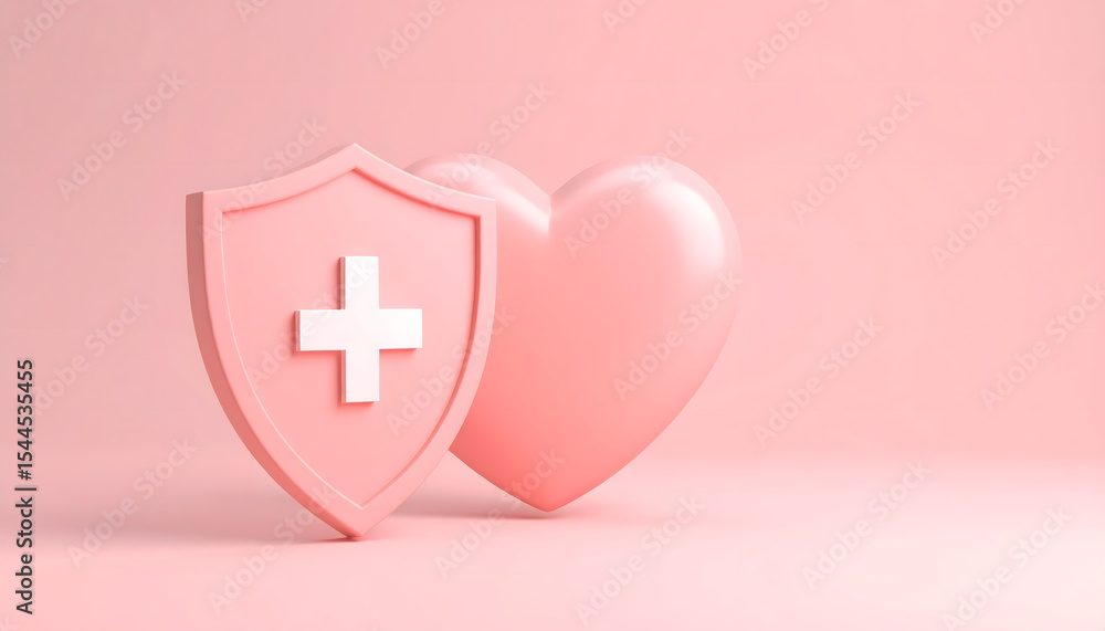 Obraz premium Heart with shield icon