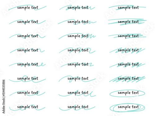 手書き風の線のベクターイラストセット。手描き、飾り、落書き、線画