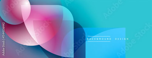 Abstract fluid shapes overlap, creating vibrant color gradients. Blue dominates right side, purple blends left. Modern design element.