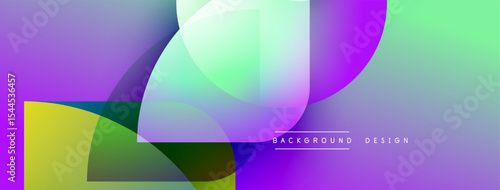 Abstract gradients overlap creating vibrant visual effect. Modern design elements suggest fluidity, energy, innovation. Colors blend seamlessly.