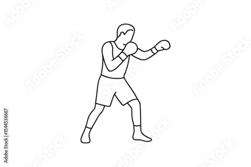 Boxing continuous one line drawing minimalism design