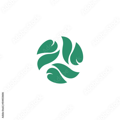 Abstract three leaf logo. leaf icon dynamic green color environmental